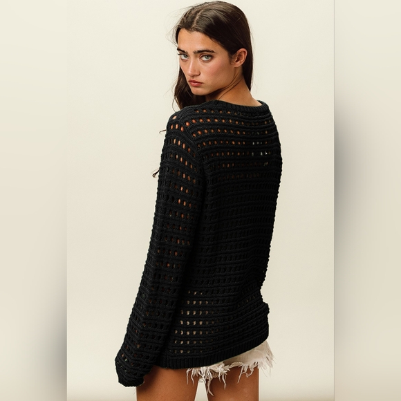 BiBi Round Neck Openwork Knit Cover Up - Picture 2 of 4